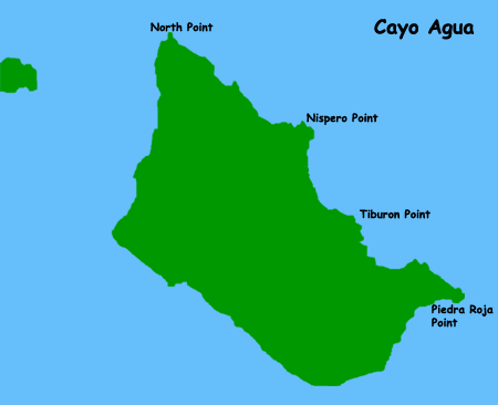 Cayo Agua map - Water Cay in Bocas del toro archipelago